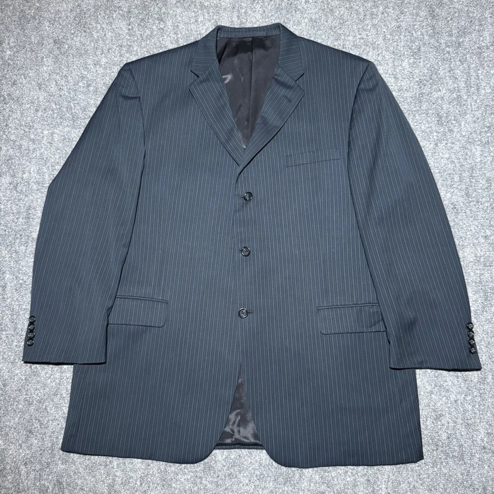 Burberry London Men Size 48 Long Wool Super 100's Striped Blazer Jacket READ